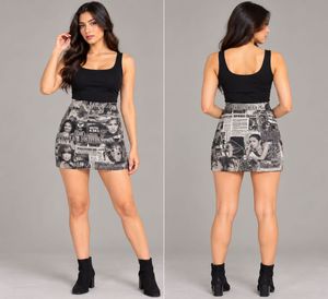Newspaper Print Mini Skirt
