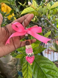 Handmade Beaded Heart Keychain