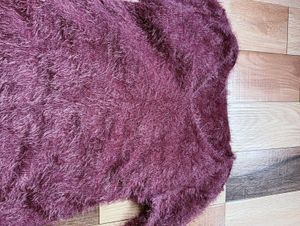 Fuzzy Plum V-Neck Sweater