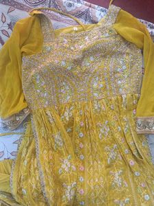 Nyra cutYellow Embroidered kurta Choli Set