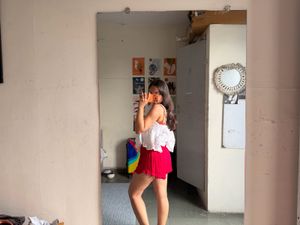 Comfy Red Shorts with White Top