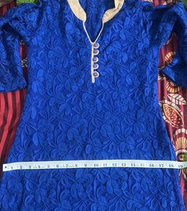 Net Embroidered Straight Kurti