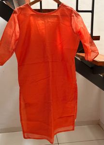 Embroidered Orange Kurta Set