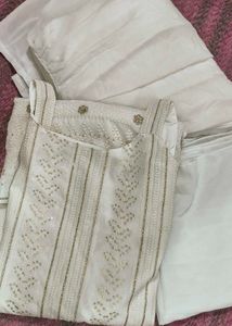 Elegant White Kurta with Sharara