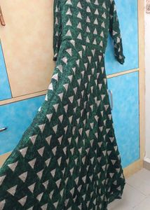 Green Geometric Print Maxi Dress