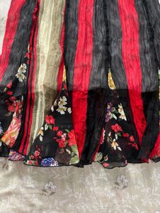 Boho Striped Floral Print Maxi Skirt