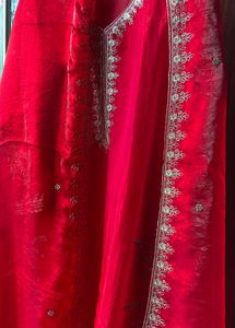 Stunning Red Embroidered Kurta Set