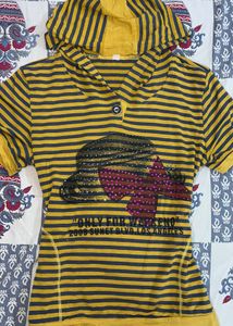 Striped Hooded Graphic tshirt