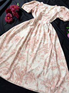 Chic Floral Puff Sleeve Midi Dress