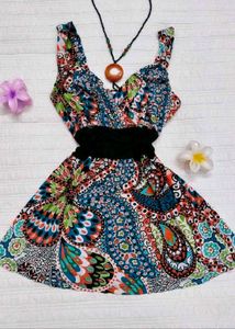 Boho Paisley Print Mini Dress