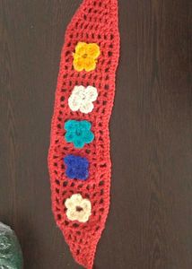 Handmade Crocheted Scarf with Flowers