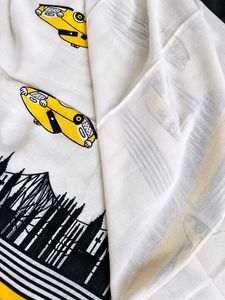 Unique Yellow Car Print Dress Material