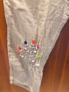 Embellished Grey Linen Shirt