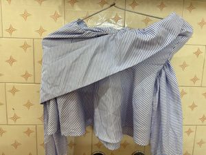 Striped Off-Shoulder Wrap Top