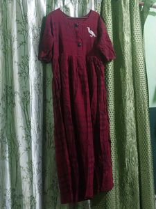Maroon Kurta with Bird Embroidery