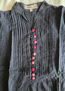 Elegant  Kurta with Pink Buttons