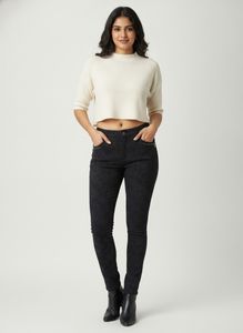 Stylish Textured Black Skinny Pants