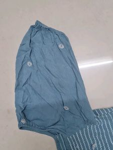 Chic Blue Smocked Midi Dress