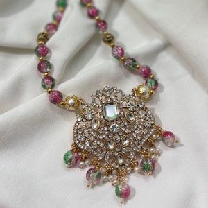 Beaded Necklace with Statement Pendant