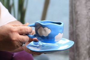 Cloudy Day Ceramic Teacup Set