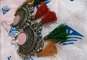 Boho Tassel Earrings Mirror Work