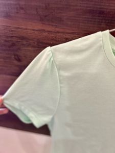 Mint Green Puff Sleeve Top | Basic Aesthetic Tee