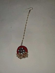 Red Pearl Necklace chokar &amp; bindi