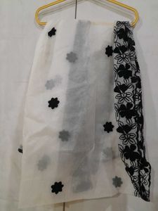 Elegant White Kurta with Black Embroidery