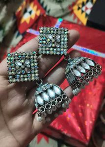 Elegant Jhumka Earrings with Stones