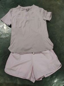 Women's Athletic Zip Neck Top and shorts