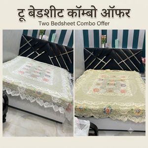 combo Vintage White/golden Net Double Bed Sheets -