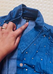 Sparkling Denim Shirt Dress