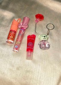 Cute Lip Gloss &amp; Bear Keychain Set
