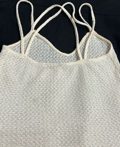 Cream Crocheted Spaghetti Strap Top