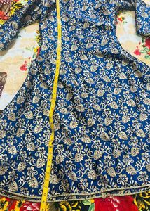 Elegant Blue Brocade Kurta Set