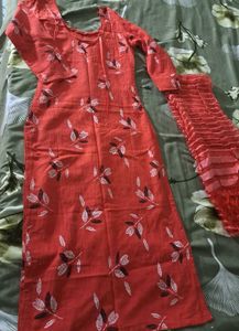 Red Floral Print Kurta Set with Dupatta🥀