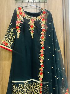 Elegant Black Embroidered Kurta Set