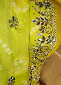 Embroidered Bandhani Kurta Set
