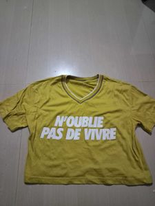 French Slogan Graphic T-Shirt crop