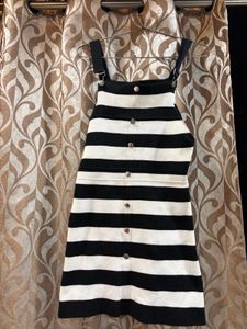 Black & White Striped Pinafore Dress