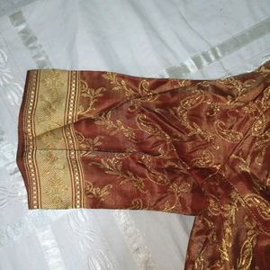 Rust Brown Golden Embroidered Blouse