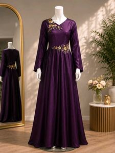 Elegant Purple Embroidered Gown