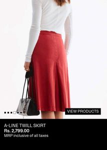 H&M Red A-Line Skirt