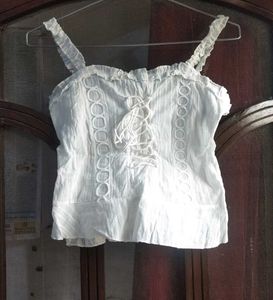 URBANIC White Lace Cotton Cami Top