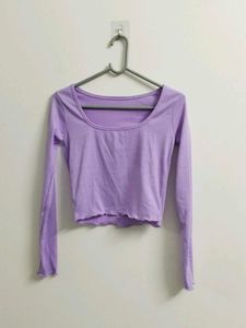 New Lavender Long Sleeve Crop Top