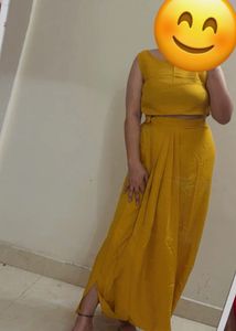 Yellow Crop Top Dhoti Set💛❤️