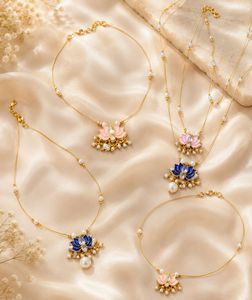 Lotus Pendant Necklace Set of 2