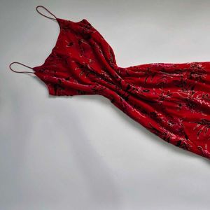 Elegant Red Floral Maxi Dress