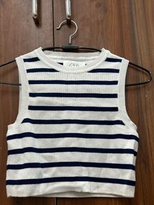 Zara Striped Sleeveless Knit Top