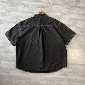 Men's Dark Wash Denim Short Sleeve Shirt